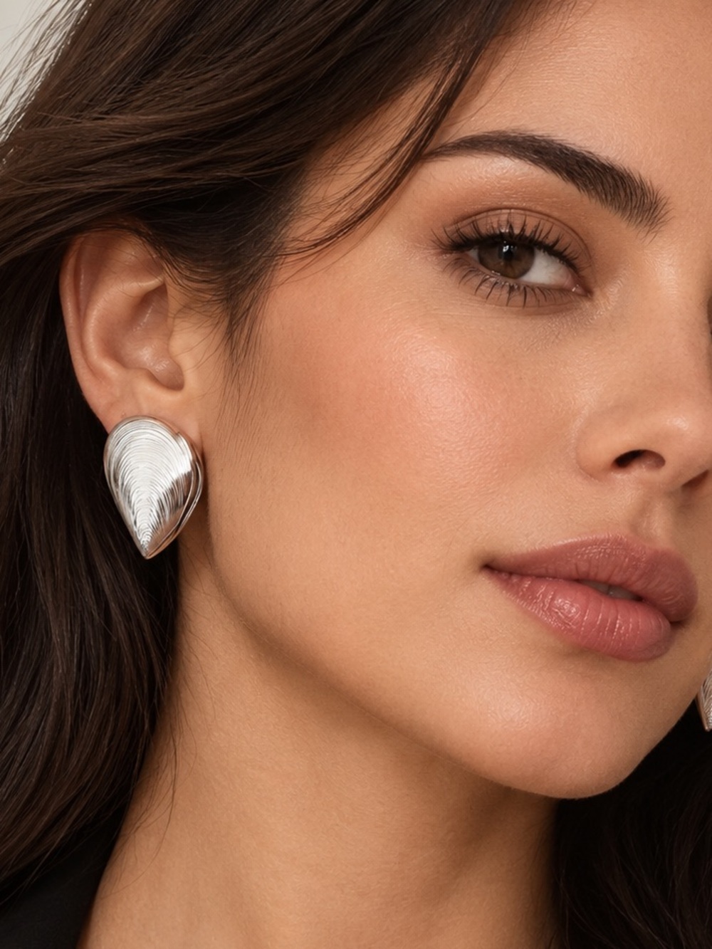 Sculpted Silver Heart Statement Earrings